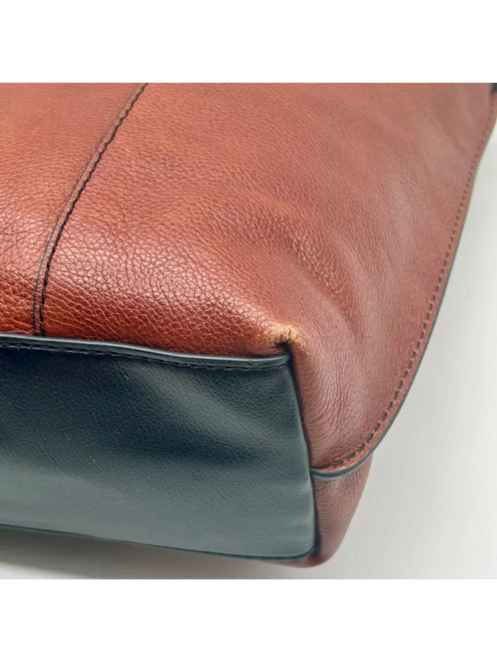 Fossil Brown And Black Pebbled Leather Convertible Satchel